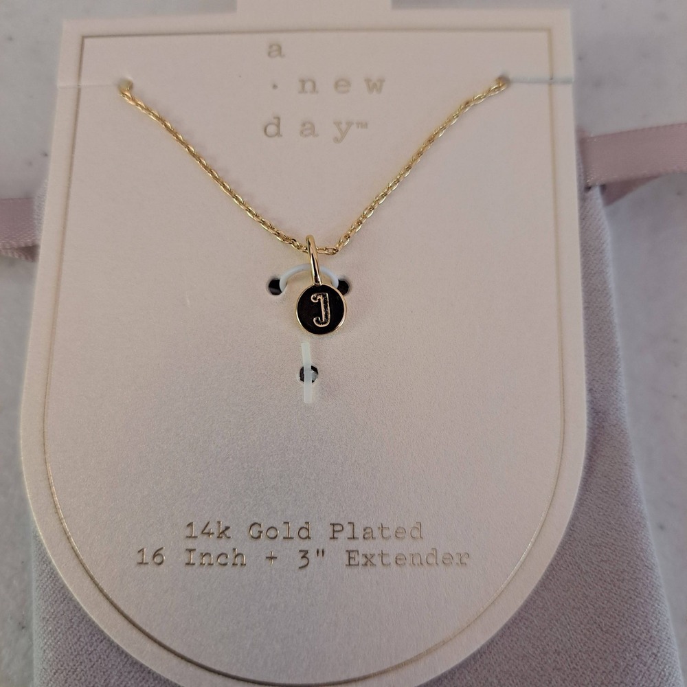 Aโ New Day Initial Necklace Women OS Gold NEW Letter J 14k Gold Plated 1307-160